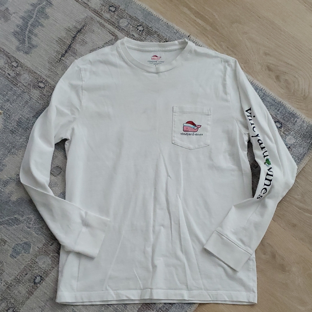 Vineyard Vines Kids Whale Santa Long Sleeve Shirt szL (16)